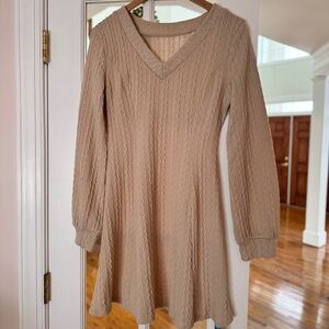 NEW WITH TAGS (NWT) CUPSHE KNIT SWEATER DRESS, SIZE SMALL, CREAM/TAN